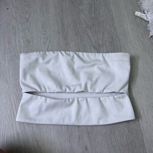 White edikted tube top with cut out